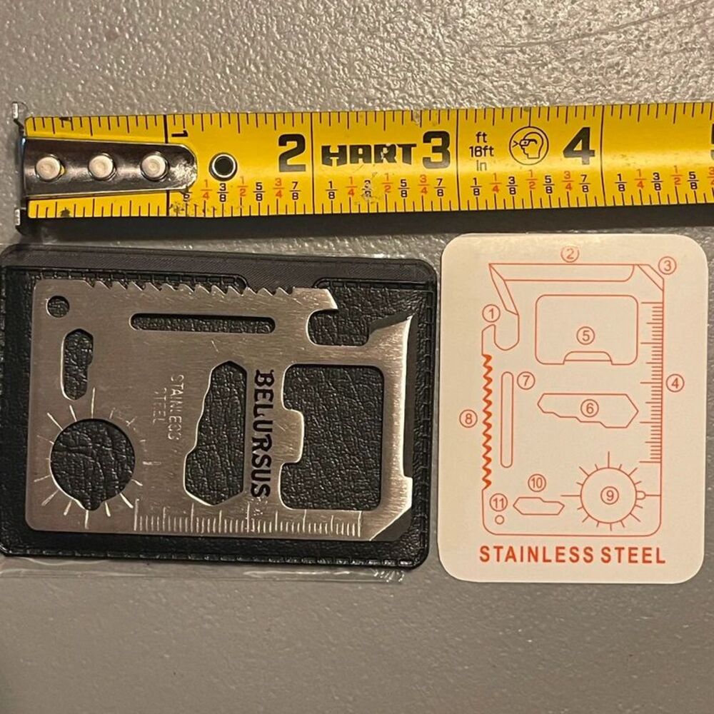 11-in-1 Credit Card Pocket Survival Multi Tool Belursus Stainless Steel Wallet